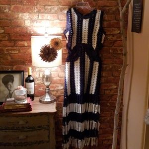 Navy and White Crotchet Dress.❤